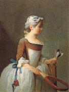 Jean Baptiste Simeon Chardin girl with shuttlecock France oil painting artist